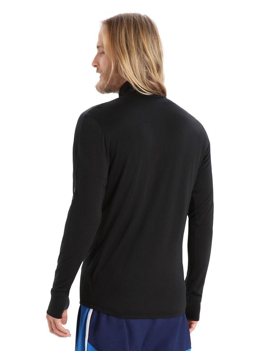 Black Men's Icebreaker ZoneKnit™ Merino Long Sleeve Zip Hoodie | USA 1261EBCX